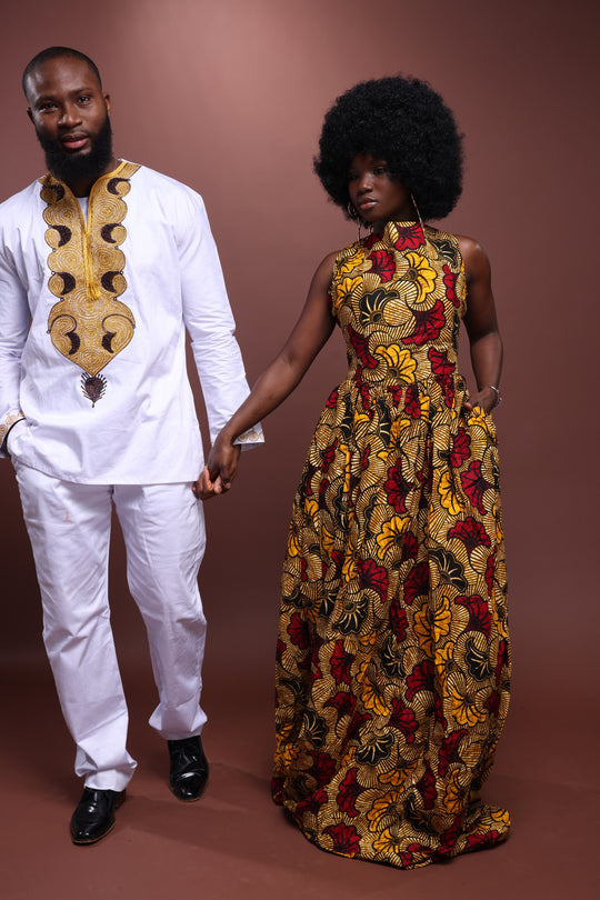 African print long maxi dress, Ankara long dress.