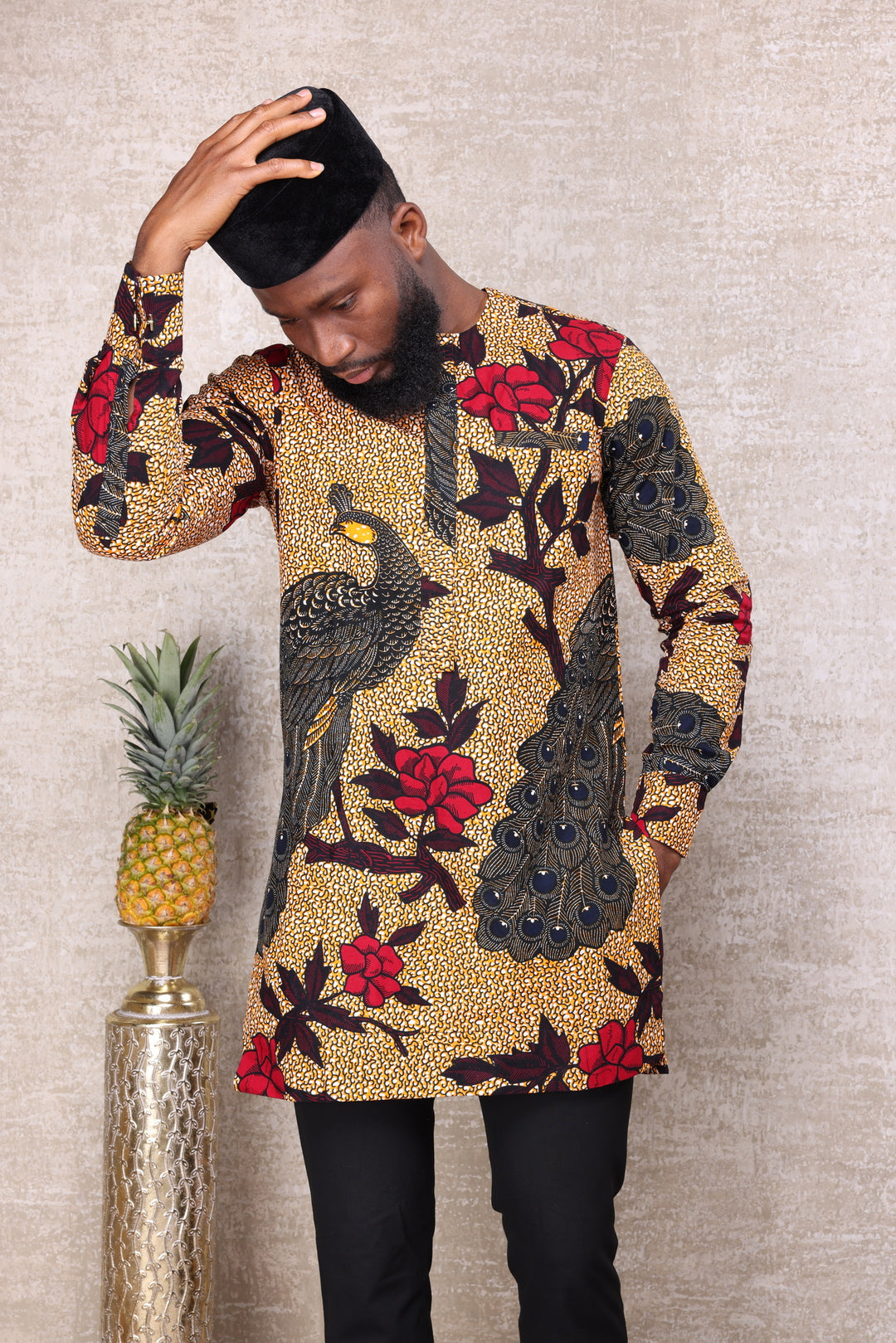 African print long sleeve men shirt.