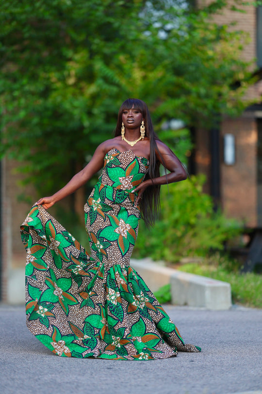 African print long stylish mermaid dress.