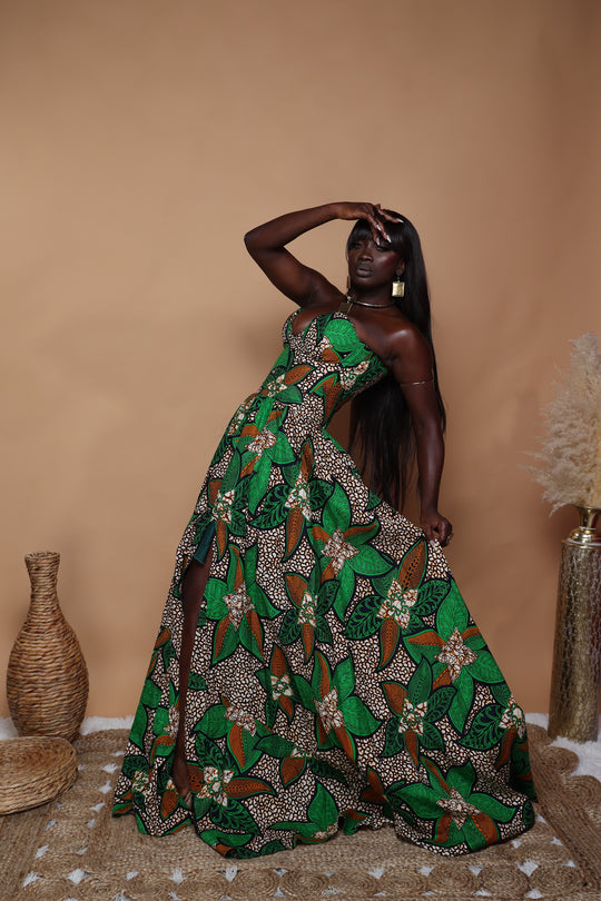 African print corset dress/gown.