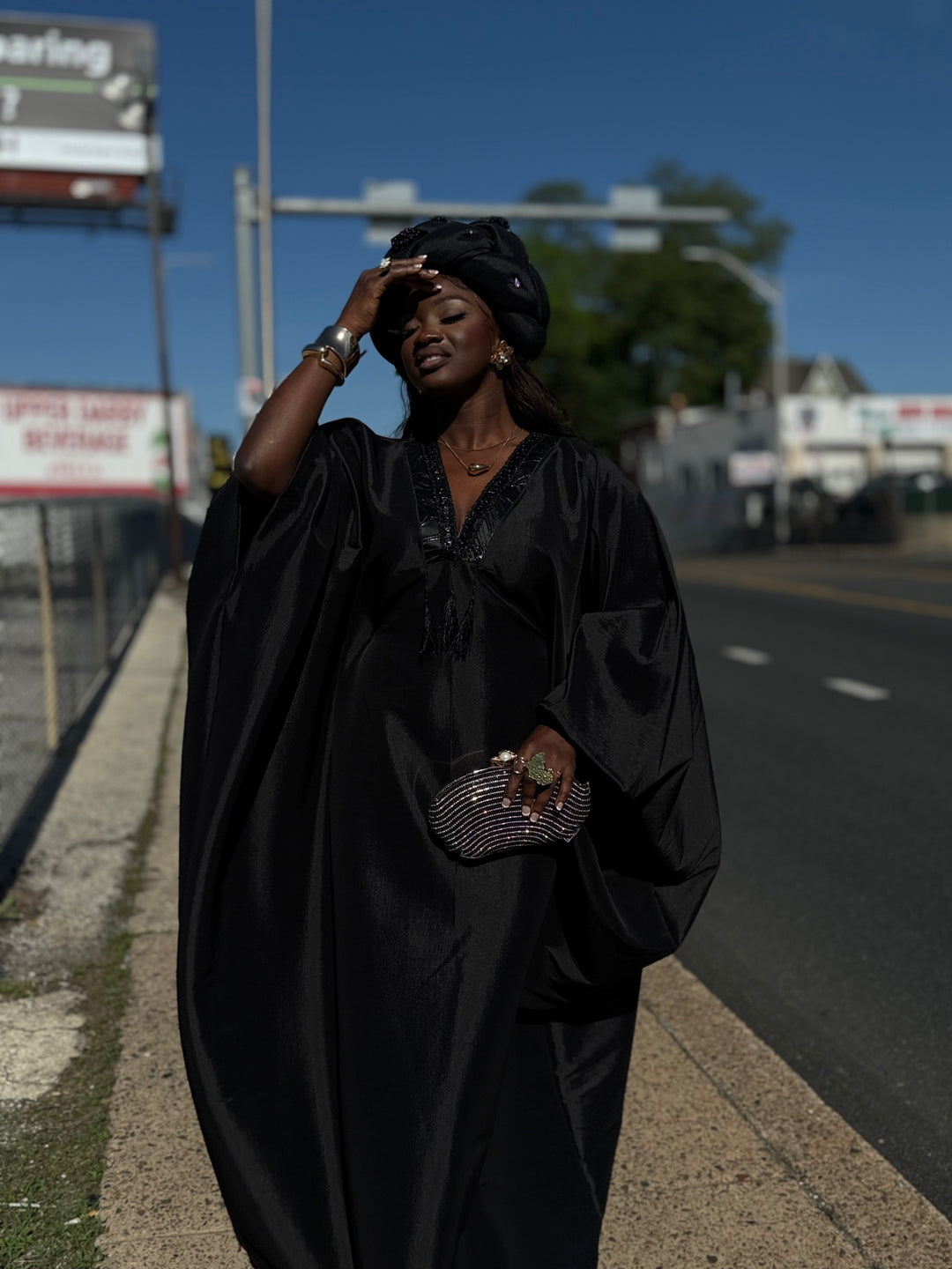 Luxe rich auntie bubu/kaftan dress.