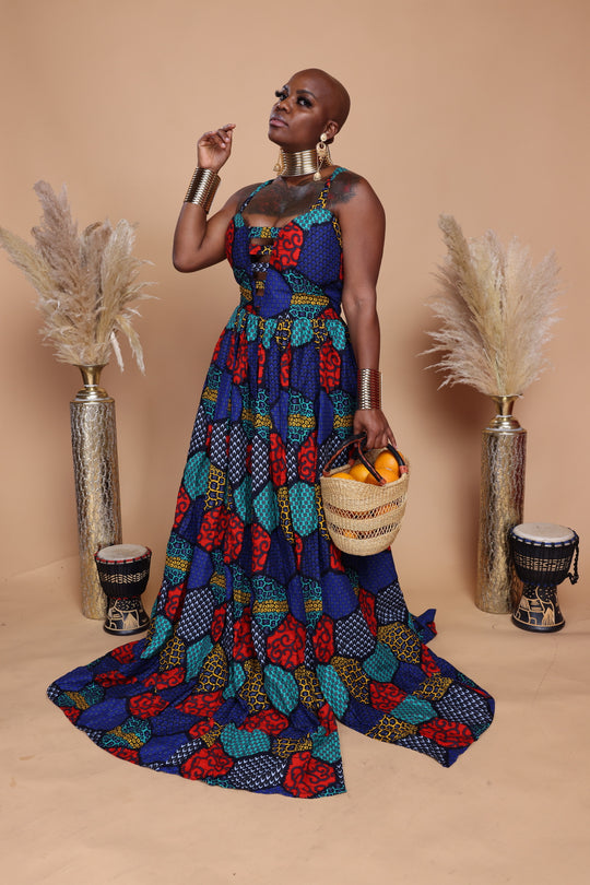 African print long maxi dress.