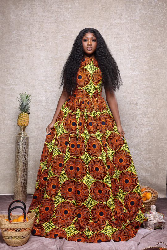 African print long maxi dress.