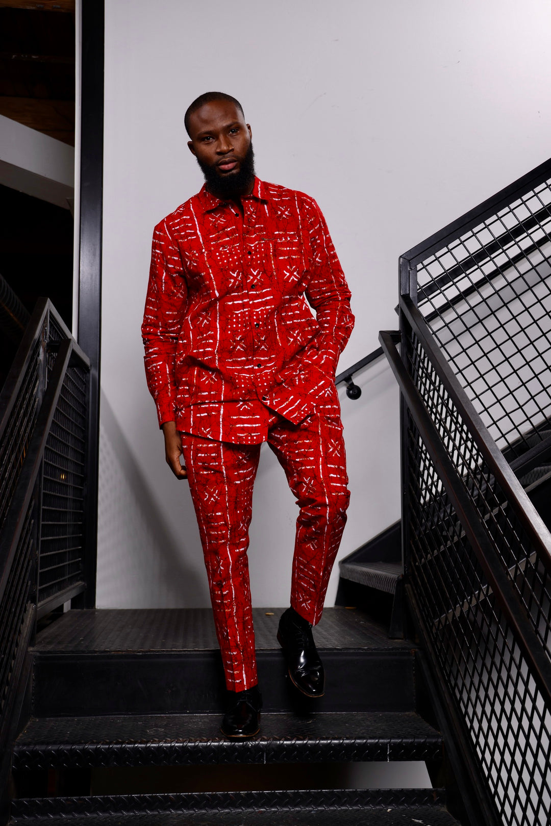 African print men’s suit, Ankara menswear, African print men two piece set.