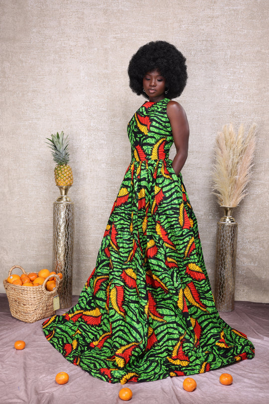 African print long maxi dress.