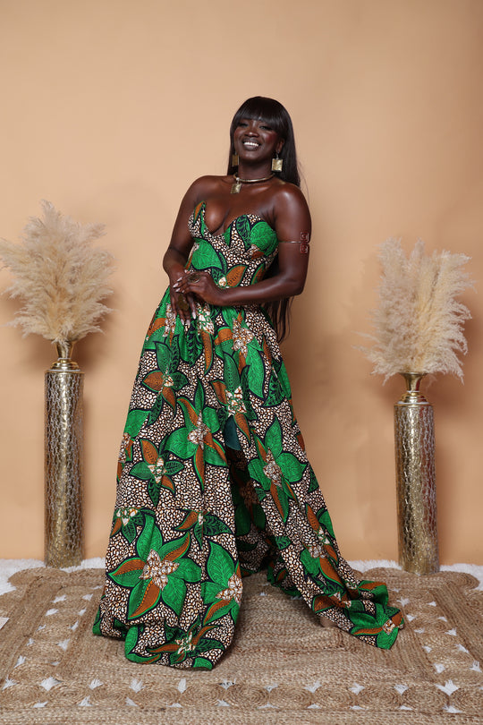 African print corset dress/gown.