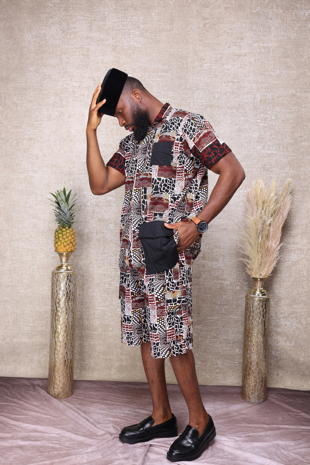 Tribal men shorts set, men 2pieces set.