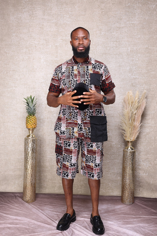 Tribal men shorts set, men 2pieces set.