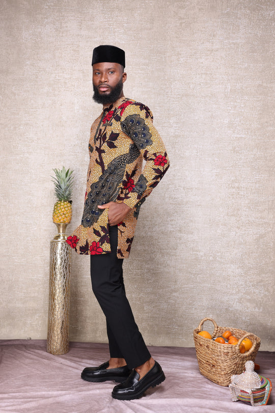 African print long sleeve men shirt.