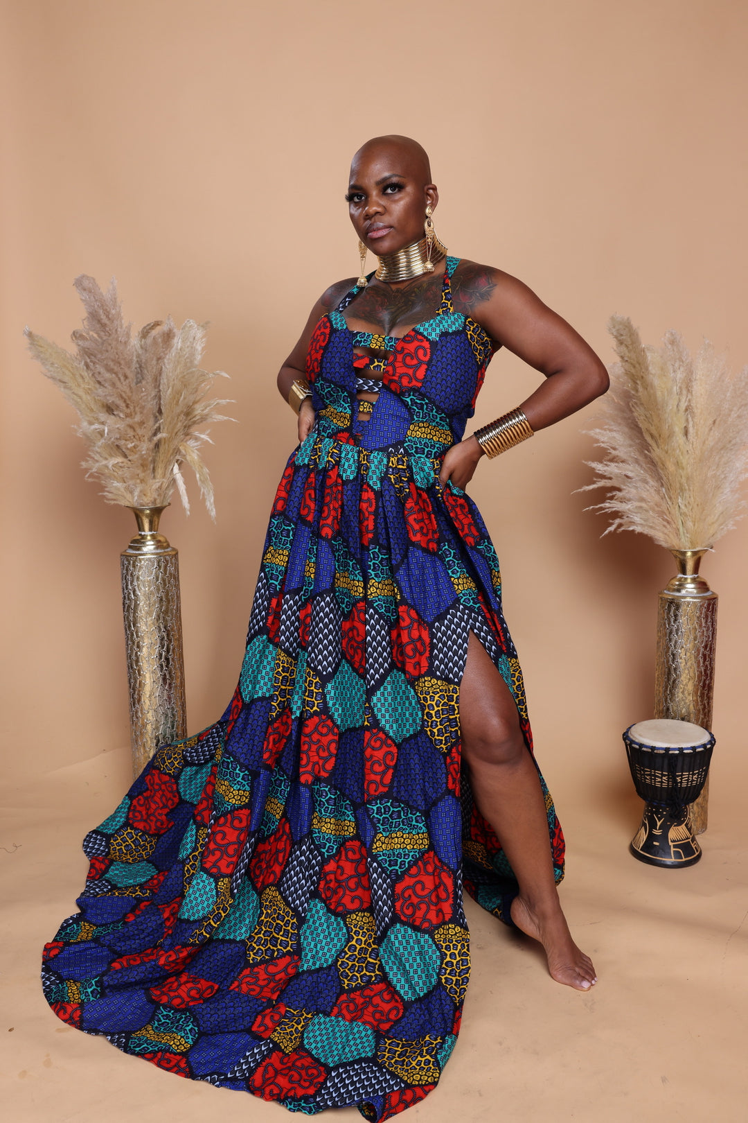 African print long maxi dress.