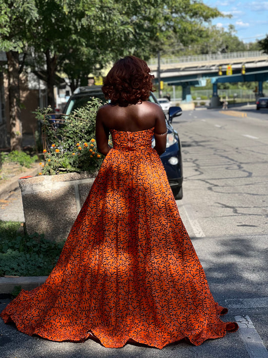 African Print Corset Ball Gown