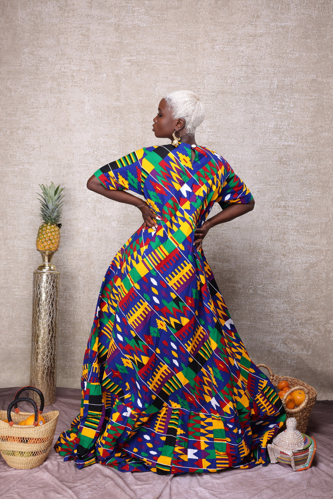 Beautiful African Print Dress, Long African A-Line Dress.