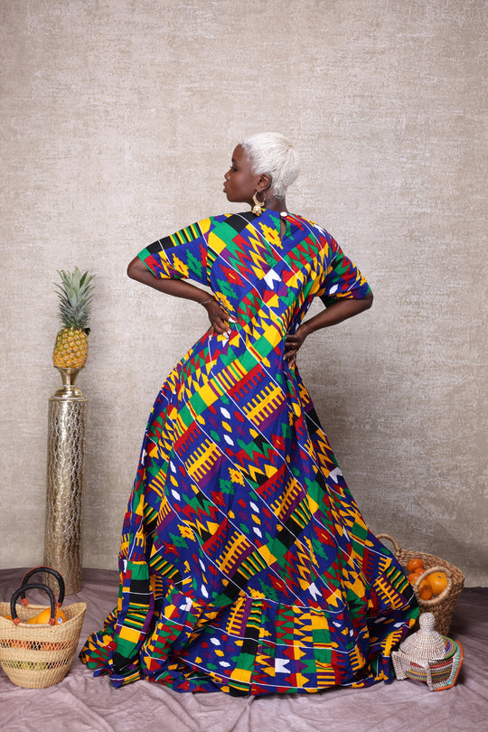 Beautiful African Print Dress, Long African A-Line Dress.