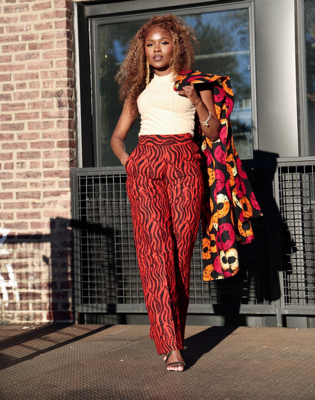 African Print 2pcs Wide Leg Pants Set. Kimono Set.