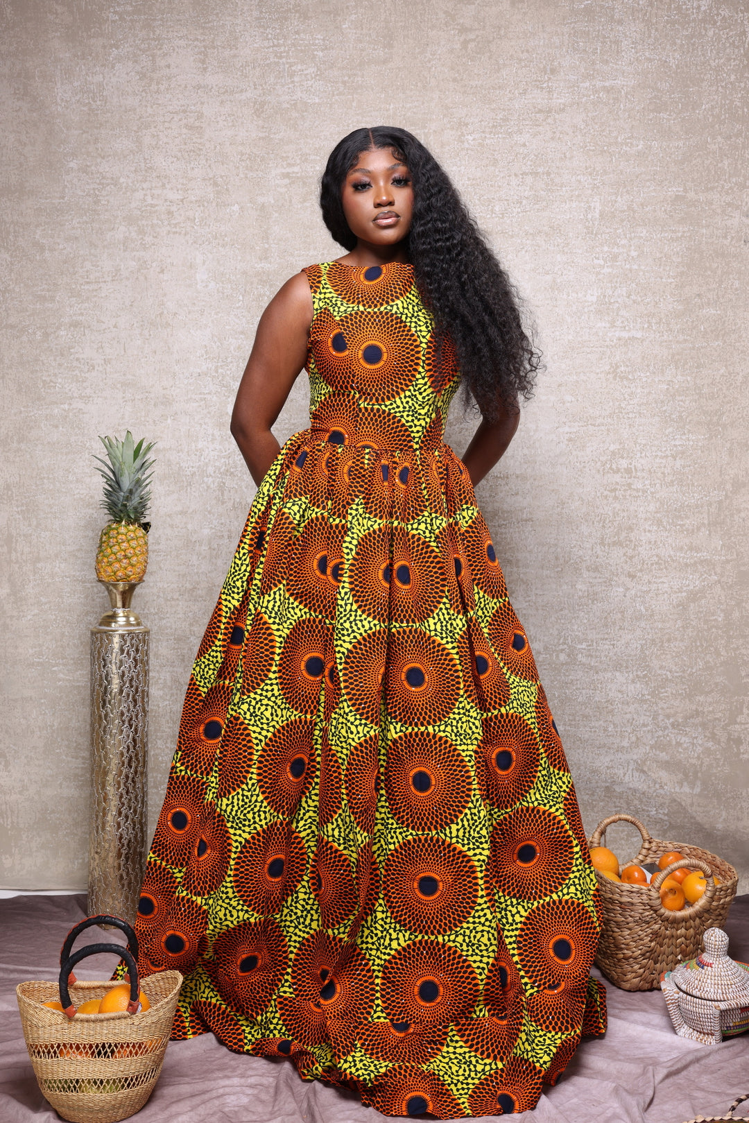 African print long maxi dress.