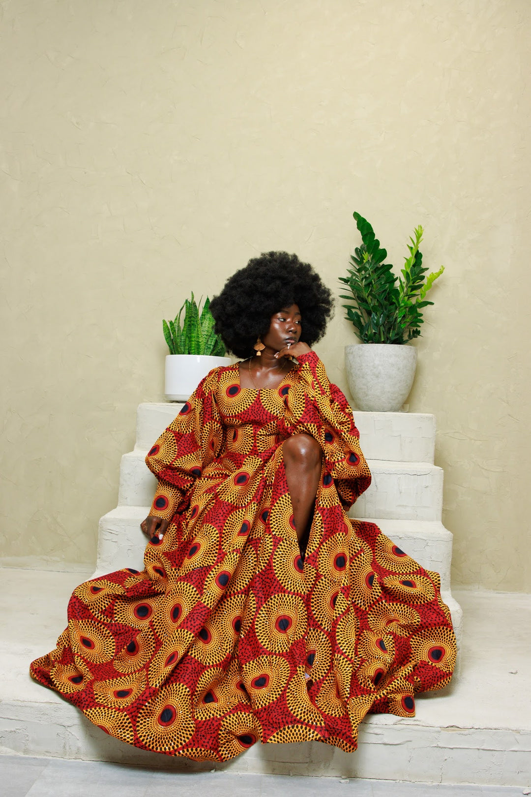 African print maxi ball gown. Long African print dress.