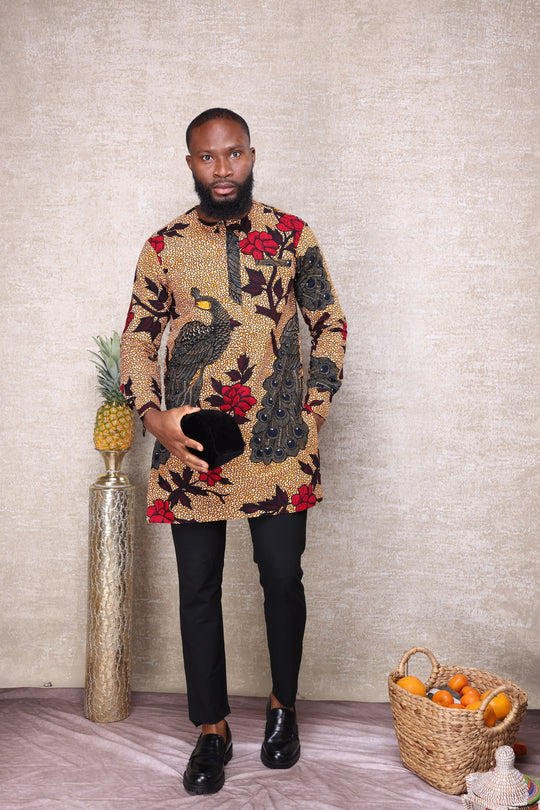 African print long sleeve men shirt.