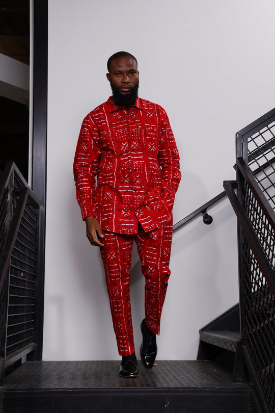 African print men’s suit, Ankara menswear, African print men two piece set.