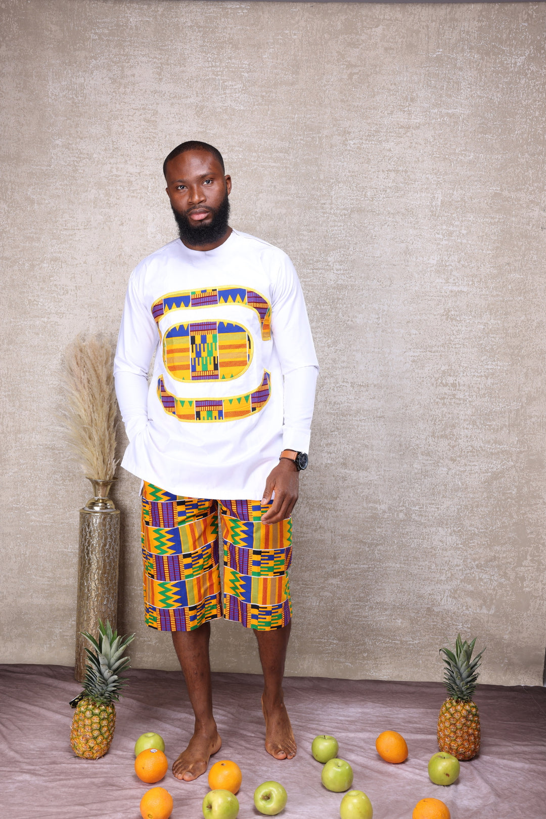 Kente men shorts set, Men 2pieces set.