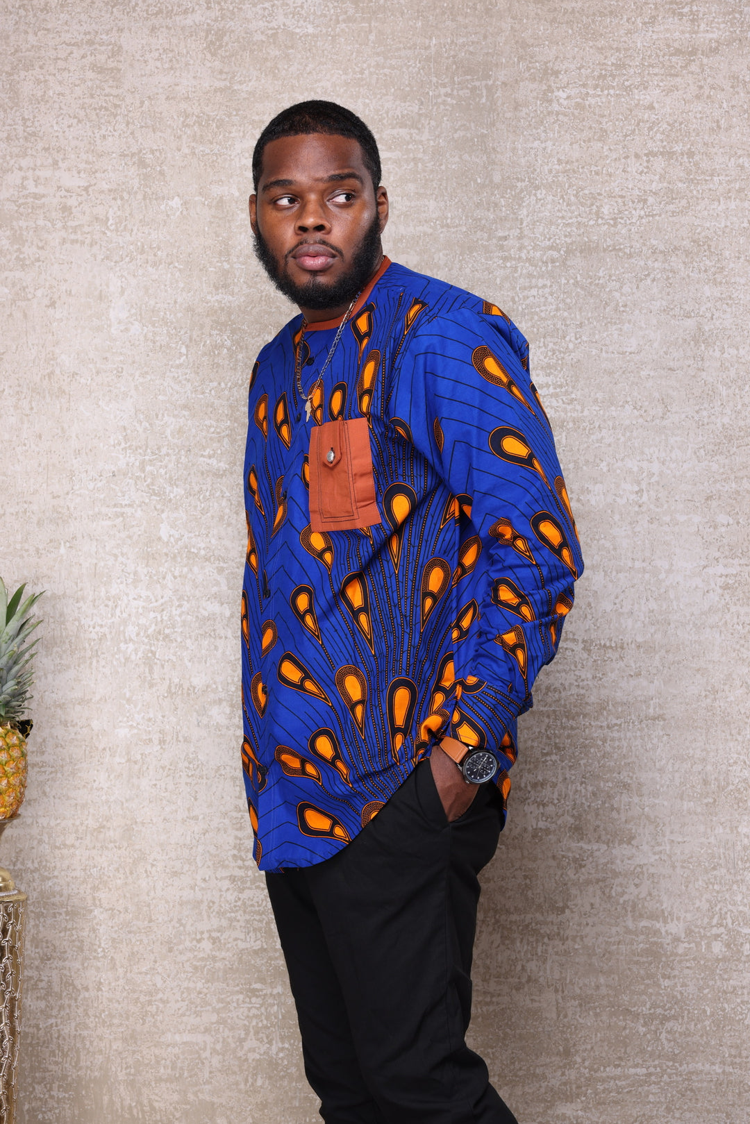 African print long sleeves men shirt.