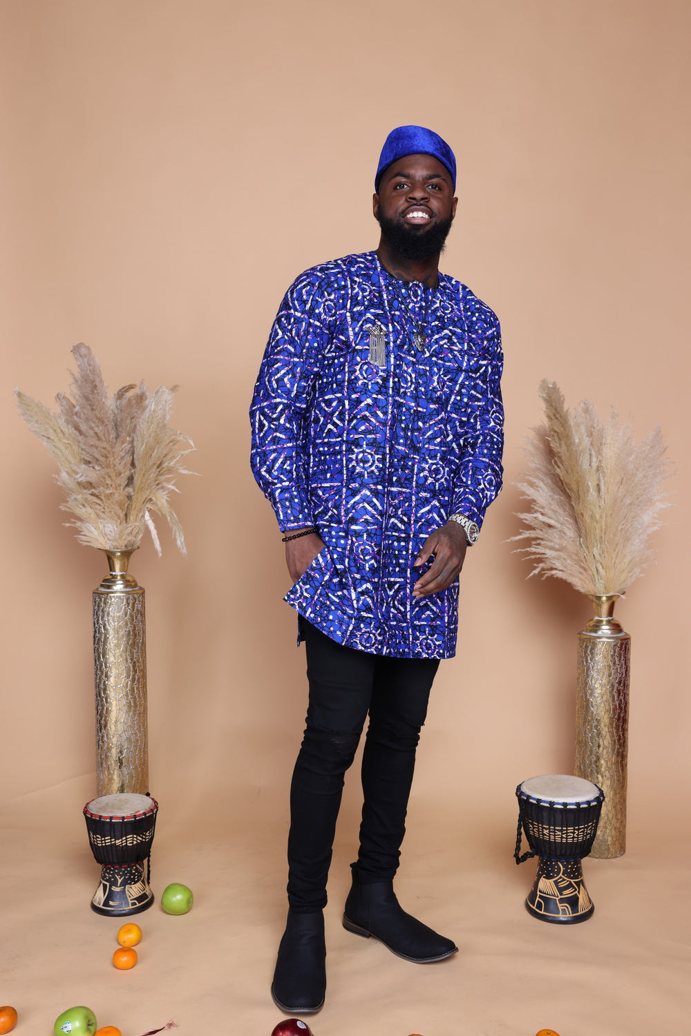 African print long sleeve men shirt.