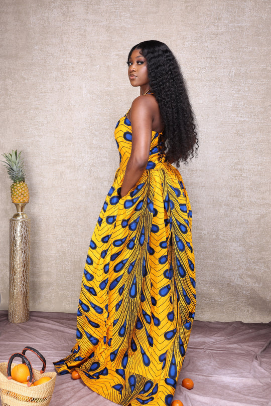 African print long maxi dress with corset back.