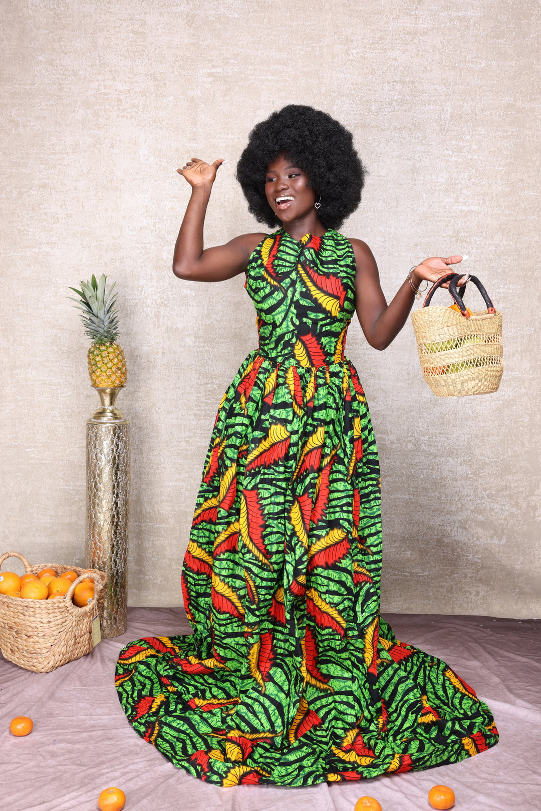 African print long maxi dress.