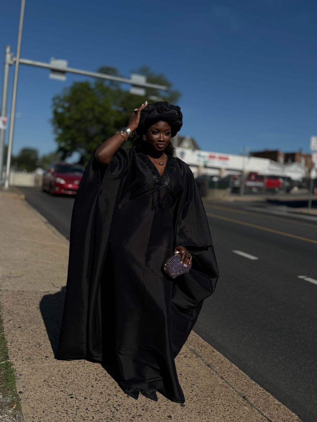 Luxe rich auntie bubu/kaftan dress.