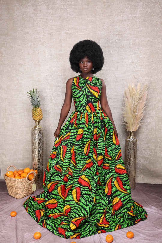 African print long maxi dress.