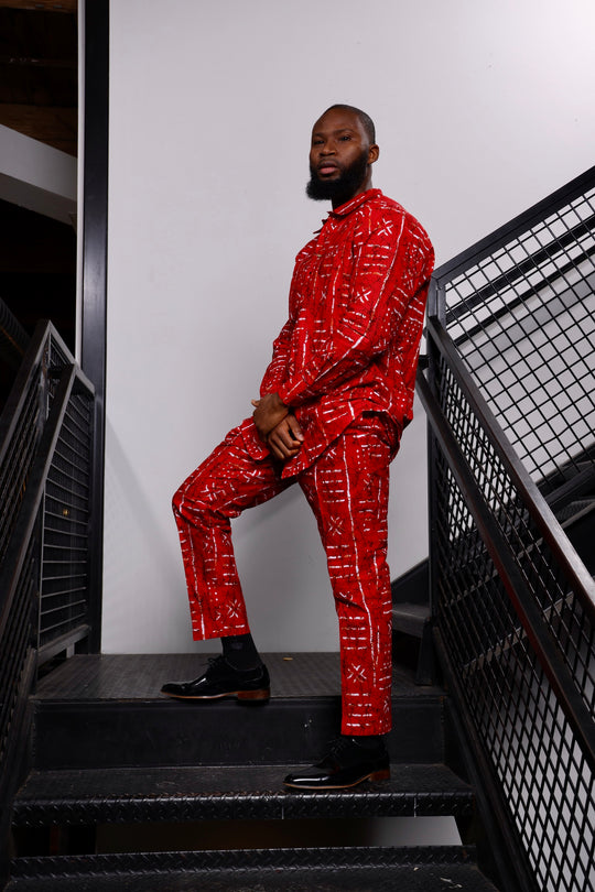 African print men’s suit, Ankara menswear, African print men two piece set.