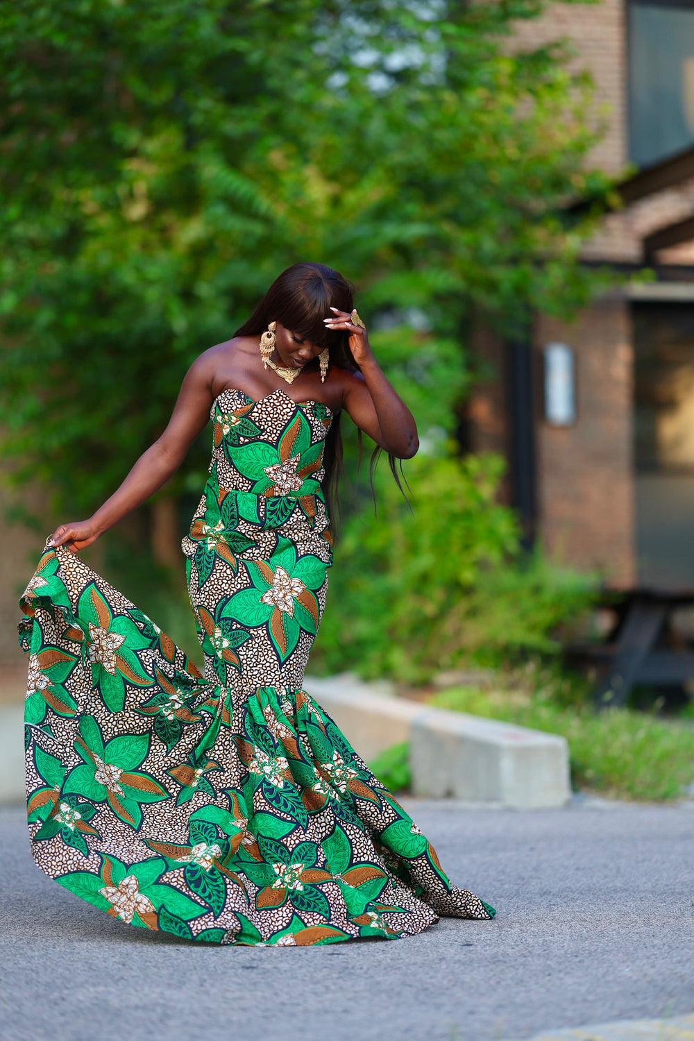 African print long stylish mermaid dress.