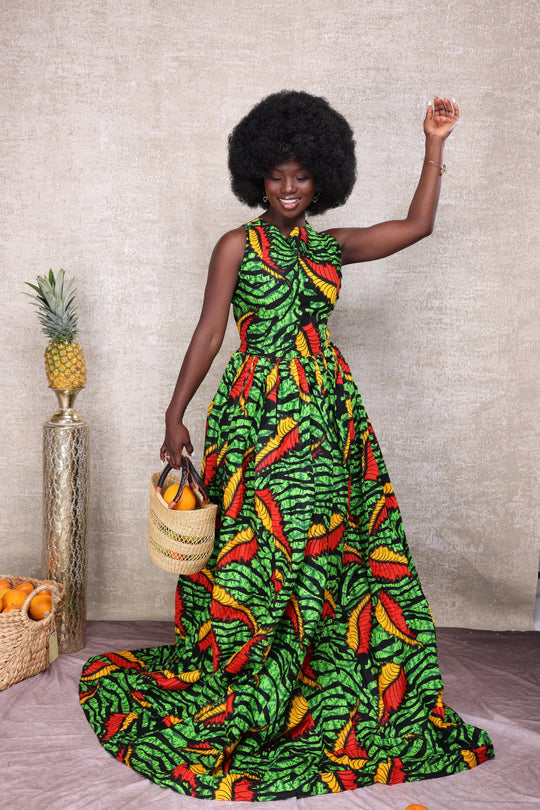 African print long maxi dress.