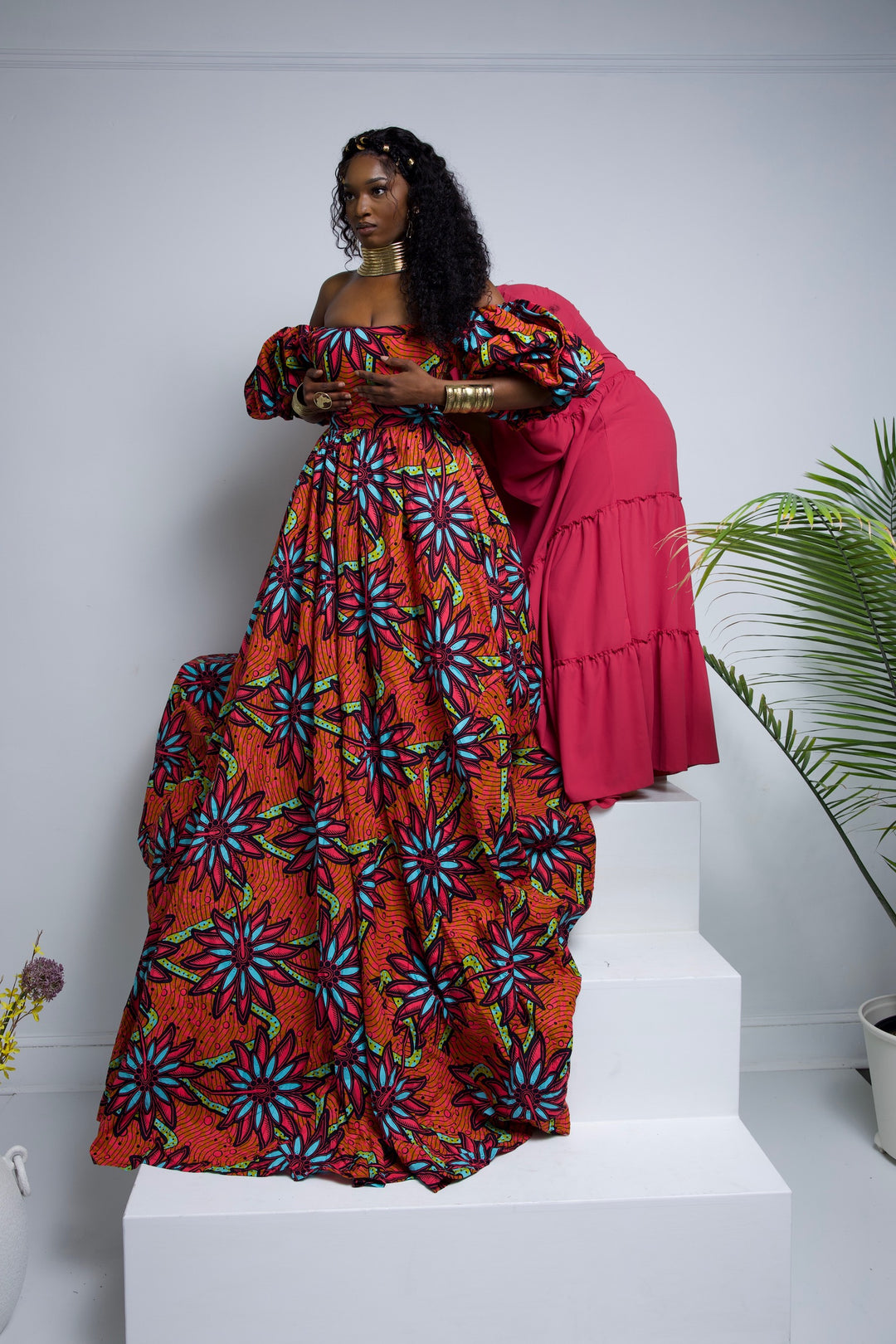 African print ball gown, Ankara long ball gown.