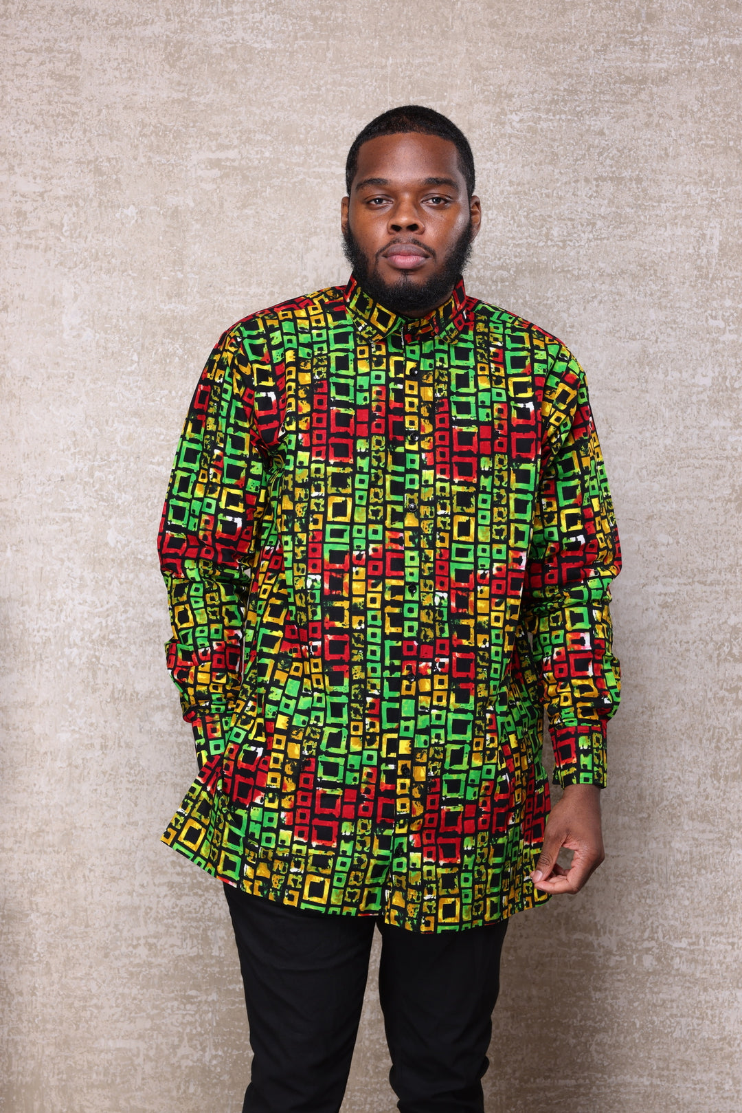 African print long sleeve men shirt.