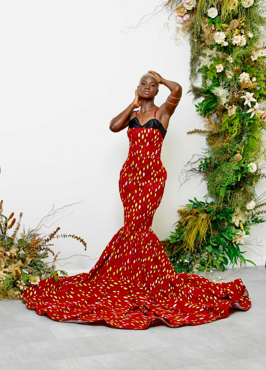 African print dress, African print mermaid dress, African print gown.