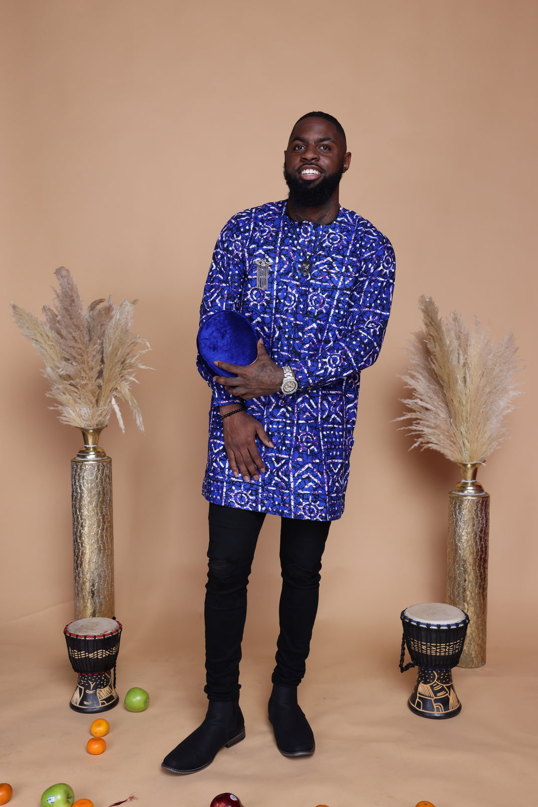 African print long sleeve men shirt.