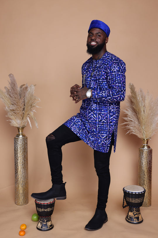 African print long sleeve men shirt.