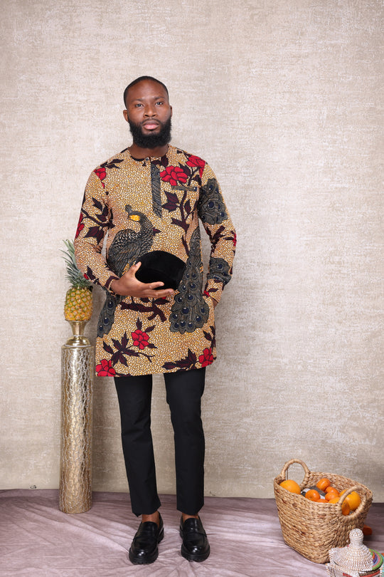 African print long sleeve men shirt.