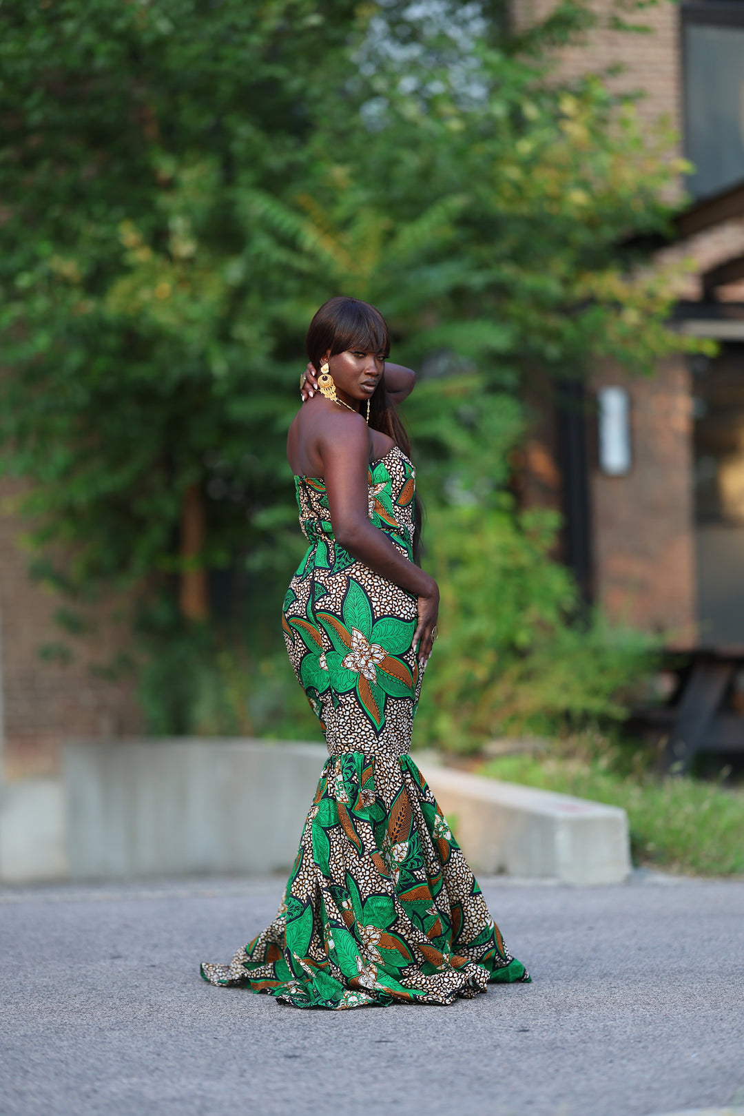 African print long stylish mermaid dress.