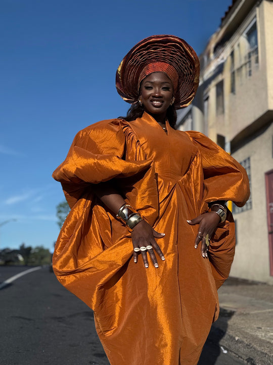 Luxe premium taffeta rich auntie bubu gown.