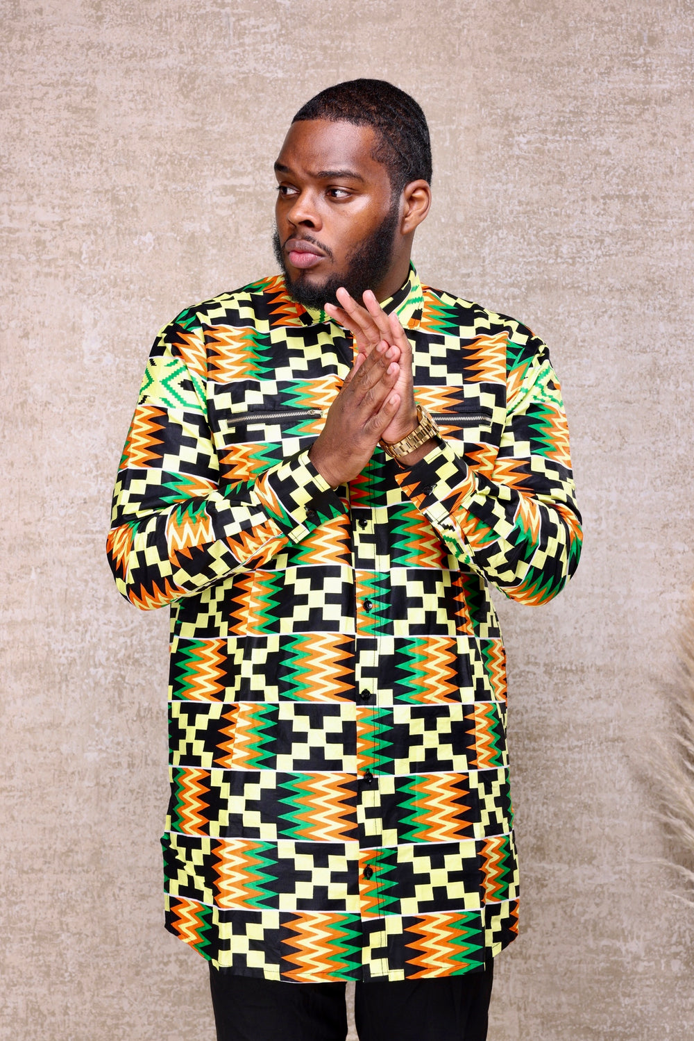 African print long sleeves men shirt.