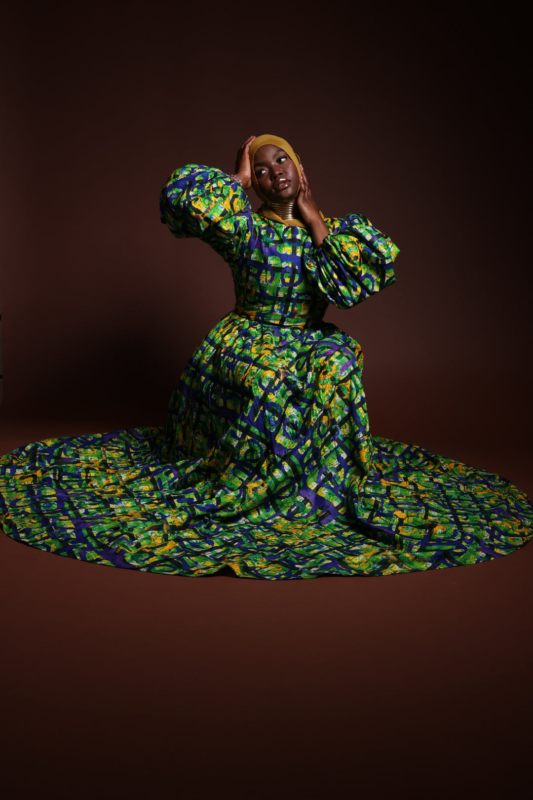 African print long maxi dress with puffy sleeves, African print long dress.