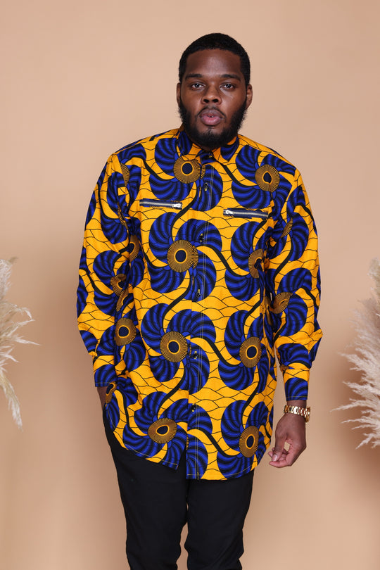 African print long sleeves men shirt.