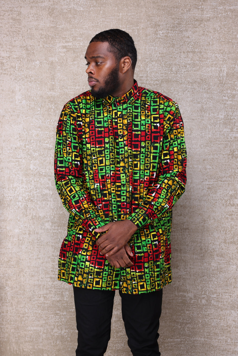 African print long sleeve men shirt.