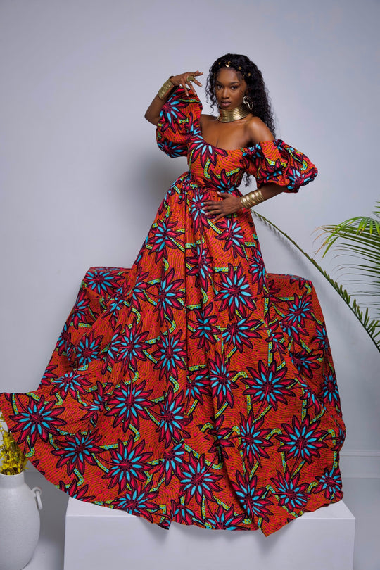 African print ball gown, Ankara long ball gown.