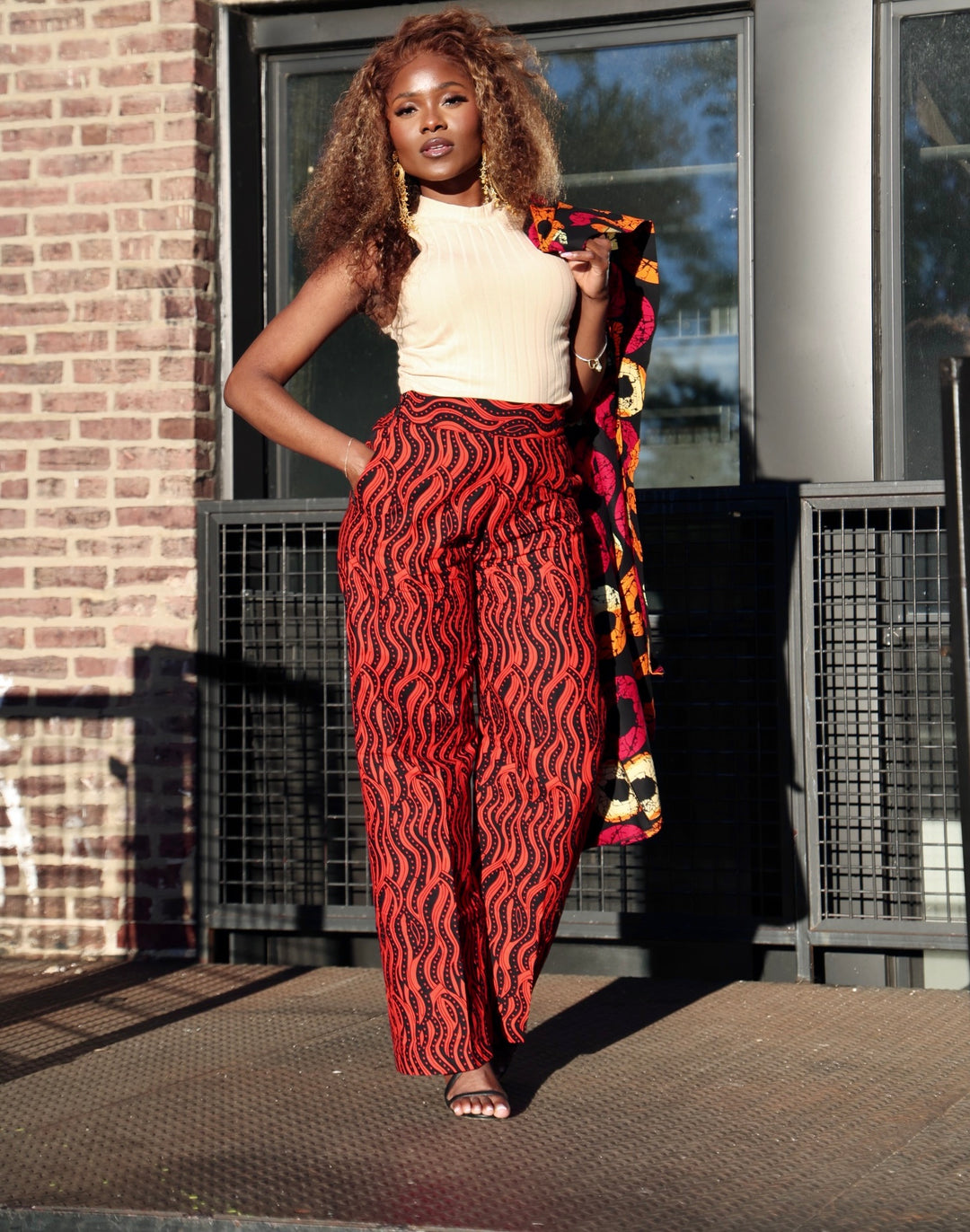 African Print 2pcs Wide Leg Pants Set. Kimono Set.