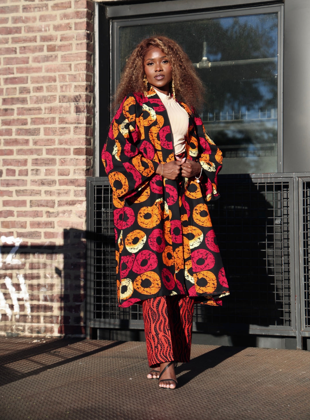 African Print 2pcs Wide Leg Pants Set. Kimono Set.