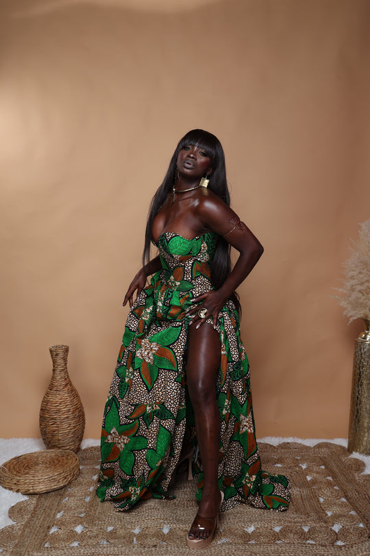 African print corset dress/gown.