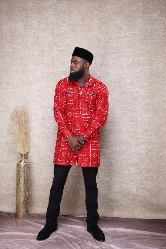 African print long sleeve men shirt.