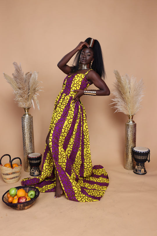 African print long maxi dress.